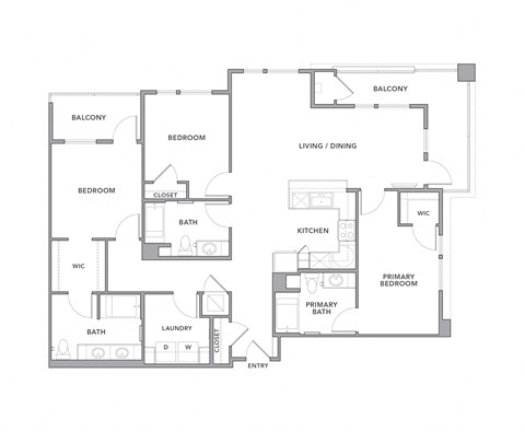 Floor plan for 3 beds, 3 baths, 1775 sqft